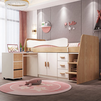 Lit multifonctionnel pour enfants intégré à un bureau, pour les petites pièces, avec garde-corps et armoire de rangement