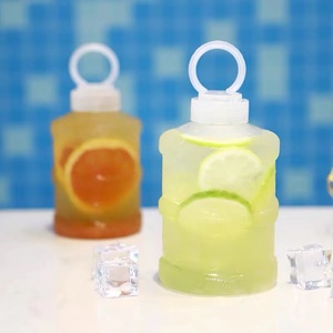 Hot sales 24 oz Juice Drink Containers custom logo print juice beverage milk tea bottle plastic barrel with lid