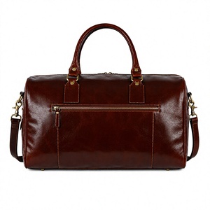 Sac de voyage vintage en cuir marron grande capacité, sac de week-end, bagage à main pour hommes - Product Image 4