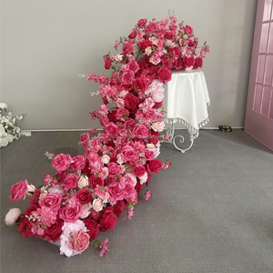 Yiwu Ruihe, шелковые искусственные цветы, ряд, белый, розовый, красный, Роза, Цветочный проход, Свадебный бегун, настольный цветочный ряд, украшение для свадьбы - Product Image 6