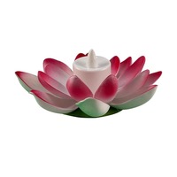 Lilin Led tanpa api bunga Lotus mengambang Mini 15cm lampu harapan luar ruangan