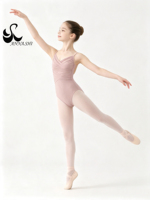 Maillot de Ballet con Tirantes Finos para Niñas Anna Shi, Leotardo de Gimnasia con Frente Fruncido, Ropa de Danza para Niñas