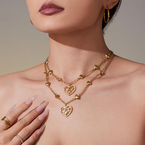 Zarif Trendy paslanmaz çelik altın kaplama büyük kalp şeklinde içi boş kolye kolye bağlantı köprükemiği çevre dostu yapılmış - Product Image 1