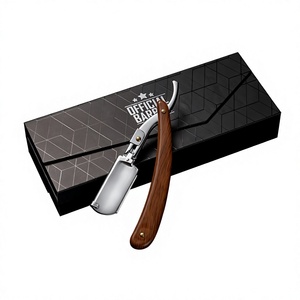 Rasoir droit IKZARSA avec manche en bois, lame en acier inoxydable, lame unique, pliable, pour une utilisation en salon de coiffure, rasage du visage - Product Image 2