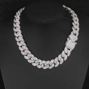 Collar <span class=keywords><strong>de</strong></span> <span class=keywords><strong>Cadena</strong></span> Cubana Chapado en Plata/<span class=keywords><strong>Oro</strong></span> <span class=keywords><strong>Blanco</strong></span> para Mujer, Estilo Hip Hop, <span class=keywords><strong>con</strong></span> Circonitas Brillantes y Cierre <span class=keywords><strong>de</strong></span> Resorte, 18 Pulgadas, Joyería <span class=keywords><strong>de</strong></span> Compromiso - Product Image 2