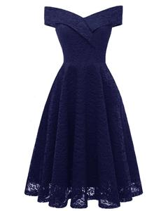 Robe mi-longue élégante, couleur unie, épaules dénudées, tenue de soirée, printemps été - Product Image 3