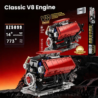 Set Blok Bangunan Mesin V8 773 Pcs Model Kit MOC Bermotor Mainan Mekanik STEM untuk Kolektor Dewasa Grosir