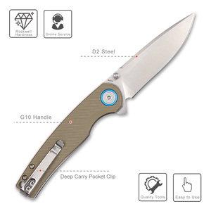 Xinbigo OEM G10 xử lý gấp dao điểm thả EDC Túi dao D2 độ cứng cao tiện ích cắm trại công cụ Flipper mở - Product Image 2