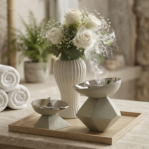 Brûleur à Bakhoor en métal géométrique moderne avec couvercle, brûleur d'encens décoratif pour la maison, le bureau et la décoration du salon - Product Image 2