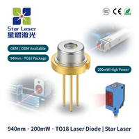 Diodo Láser Infrarrojo QSI QL94R6SX 940nm 200mW TO5.6 5.6mm LD para Sensor, Módulo Óptico Industrial