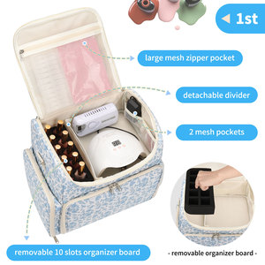 Organizzatore per Smalti Extra Large in Nylon con 2 Tasche Rimovibili, Capacità 86+ Flaconi, Leggero con Cerniera, per Lampada UV - Product Image 3