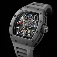 Montre mécanique squelette pour homme, cadran en verre, aiguilles lumineuses, boîtier en acier inoxydable, bracelet en silicone, montre-bracelet de sport étanche
