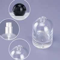 Emballage de bouteille vide personnalisé de 50ml 100ml bouteille de parfum en verre à fond épais vaporisateur bouteille de parfum ronde en verre avec bouchon sphérique