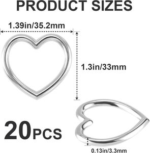Customylife Anillos de conexión de metal huecos con forma de corazón para manualidades, para San Valentín, DIY, gótico, punk, collar de cuero - Product Image 3