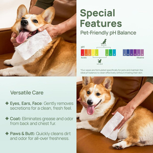 Lingettes pour animaux de compagnie pour chiens et chats, nettoyantes, désodorisantes et apaisantes, pour les allergies, les infections, les glandes anales, avec de l'huile de coco - Product Image 5