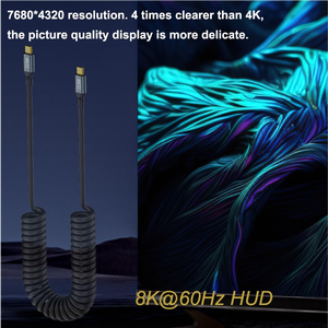 Câble USB-C spiralé 100W 20 Gbit/s 8K toutes fonctions, cordon OTG pour mise en miroir d'écran pour CarPlay/Dock/VR/Boîtier de <span class=keywords><strong>disque</strong></span> <span class=keywords><strong>dur</strong></span> - Product Image 6