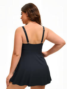 Traje de baño deportivo con diseño de espalda recortada con estampado de patrón sólido elegante para mujer europea americana, ropa de playa Sexy de una pieza - Product Image 5