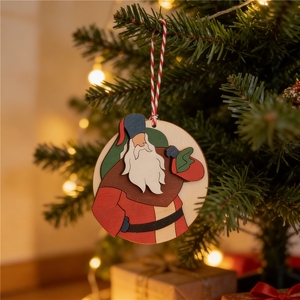 Ornement <span class=keywords><strong>de</strong></span> Noël en <span class=keywords><strong>bois</strong></span> 3D fait main, Père Noël St. Niklaus, gravure <span class=keywords><strong>scandinave</strong></span> nordique, décoration <span class=keywords><strong>de</strong></span> fêtes, découpe laser, fabrication en usine - Product Image 4
