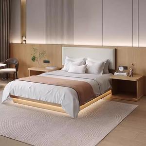 Bilido, cama doble sencilla y moderna, tablero de fibra de madera de densidad media, muebles de dormitorio de Hotel económicos para el hogar, apartamentos, hoteles - Product Image 4