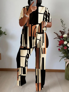 Ensemble 2 pièces pour <span class=keywords><strong>femmes</strong></span> <span class=keywords><strong>grandes</strong></span> <span class=keywords><strong>tailles</strong></span> XL-6XL, style vacances, imprimé à carreaux, printemps et été - Product Image 6