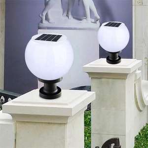 IP65 Waterproof Security LED Solar Globe Lamp Alumínio Stainless Steel Gate Post para Outdoor Garden Plastic LED Pillar Lights - Product Image 2