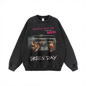 Sweat-shirt unisexe col rond imprimé vintage délavé style américain tendance streetwear effet vieilli pour l'hiver - Product Image 1