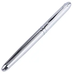 מכירה לוהטת יוקרה כסף מתכת רולר כדור עט 0.5mm אירידיום ציפורן מותאם אישית לוגו רולר עט מתנת סט