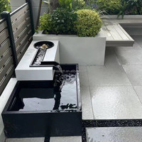 Bassin à carpes koï de luxe en acier inoxydable 304/316 avec finition aspect marbre, aquarium extérieur hors sol avec panneaux de visualisation clairs