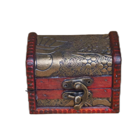 Haute qualité Mini en bois Pirate artisanat bijoux boîte de rangement Vintage Rectangle forme trésor coffre étui support