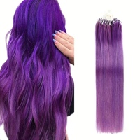 Extensiones de Cabello Humano Natural Remy, Doble Trama, Color Castaño Oscuro, Ondulado, con Punta de Micro Anillo y Anillos Nano