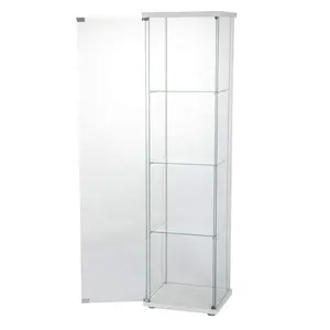 סין מותאם אישית זכוכית תצוגת ראווה ארון יין ארון תצוגת תיק מקרה מדף ספרים 4 מדפים עם דלת לסלון - Product Image 1