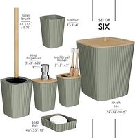 Ensemble d'accessoires de salle de bain modernes 6 pièces pour la maison avec brosse WC, poubelle, distributeur de savon - Plastique durable, facile à nettoyer