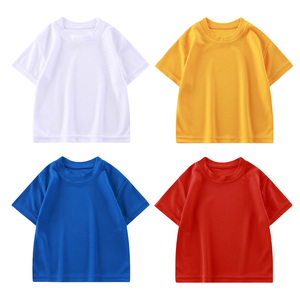 Nuova T-shirt estiva per bambini, tinta unita, versatile, a mezza manica, girocollo, semplice, all'ingrosso - Product Image 1