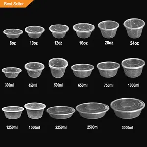 Microwavable Container Disposable Plastic Containers Yiqiang Clear Leakproof Microwavable Disposable Round Food Container Transparent Black Plastic Soup Bowl With Lids