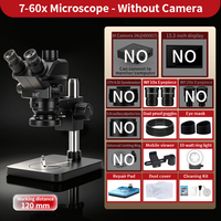 Microscope stéréo à zoom SZM7060 à base compacte 7X-60X sans caméra, oculaire WF10X 120mm pour la sécurité des billets de banque et l'impression