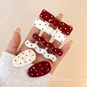 Lindo Clip lateral flequillo accesorio para el cabello dulce lazo de lunares ovalado pico de pato horquilla para niños hecho de plástico - Product Image 6