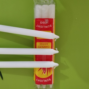 Vela cónica de pilar de cera de parafina blanca para interiores con diseño decoración del hogar con mecha de algodón - Product Image 1