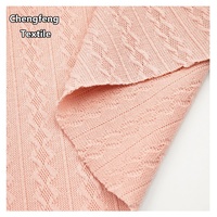 F861 #   Tissu jacquard texturé tresses françaises, extensible, doux, en polyester et élasthanne, tricoté chaîne, pour la confection de robes, t-shirts et vêtements d'intérieur