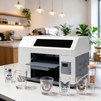 Imprimante UV DTF A3 à plat pour autocollants et enveloppes de verres, machine d'impression CMYKW à faible coût avec système de nettoyage automatique