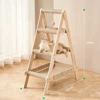 Structure d'escalade et maison pour chat en bois, luxueuse et adorable, avec hamac et poteaux à gratter, pour plusieurs chats et usage familial