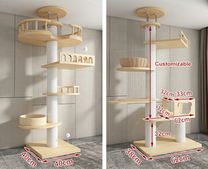 Árbol para Gatos Grande de Piso a Techo Ajustable, Rascador de Sisal de Madera, Mueble Duradero para Gatos, Árbol para Gatos de Interior para Escalar - Product Image 2