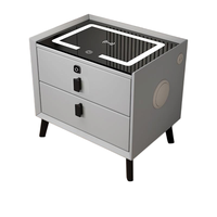 Table de Chevet Pliable Tuochen avec Déverrouillage Intelligent par Empreinte Digitale, Recharge Sans Fil, Éclairage LED, en Bois Massif, Style Luxe Léger, pour Salle de Sport