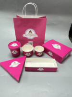 Vente en gros de boîtes à crêpes et à gaufres jetables personnalisées, contenants en papier à emporter, boîte à crêpes avec couvercles