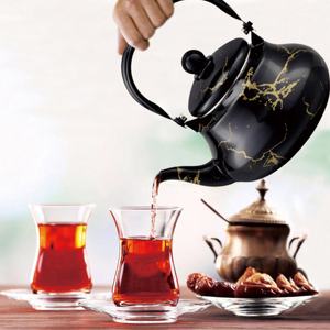 Teiera a forma di pera in acciaio al carbonio smaltato da 1.0L, 1.5L, 2L, 2.5L, design arabo, ecologica, adatta per gas e induzione, nuova, vintage, smaltata. - Product Image 6