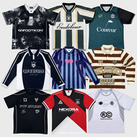 Kaus sepak bola kualitas tinggi OEM desain cetak 3D silikon kustom Logo bordir pakaian jalan Retro Jersey sepak bola
