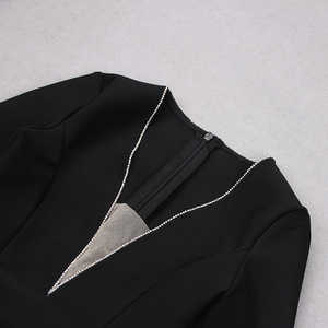 Benutzer definierte schwarze elegante Verband kleider mit V-Ausschnitt und Ballkleid - Product Image 4