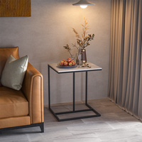 Mesa auxiliar en forma de C con envío gratis de La UE, mesa auxiliar de mármol, mesa decorativa para sofá, cama, sillón reclinable