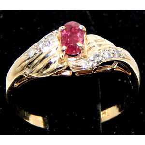 Anello con diamanti e rubino in oro 14k - Product Image 5