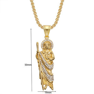 Hip Hop Saint Jude Dios religioso católico cristiano impermeable deslustre libre de acero inoxidable joyería de moda colgante collar hombre - Product Image 6