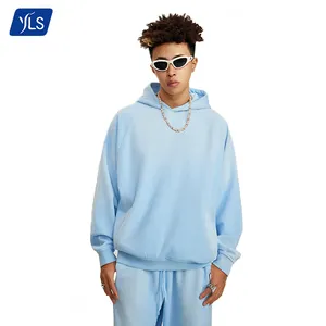 YLS Vantage Washed Mens Hoodie Custom Plain High Quality 65 Cotton 35 Polyester 445gsm Oversized Hoody Hoodies With Side Pockets